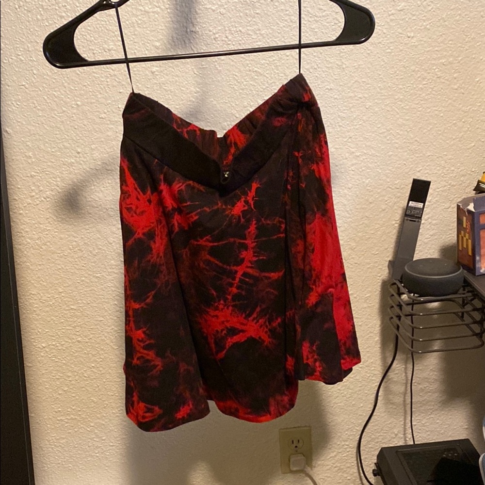 Killstar Red and Black Tie-Dye Skirt